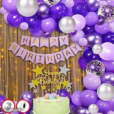 ZYRIC Purple Balloons Decoration Happy Birthday Decoration Kits