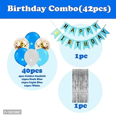 ZYRIC Happy Birthday Decoration Kits With Blue, Light Blue and White Balloons-thumb2