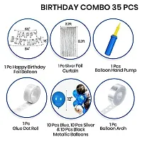 ZYRIC Happy Birthday Balloons Decoration Kits With Blue, Black and Silver Balloons-thumb1