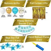 ZYRIC Happy Birthday Blue, Gold and White Balloons Decoration Items-thumb1