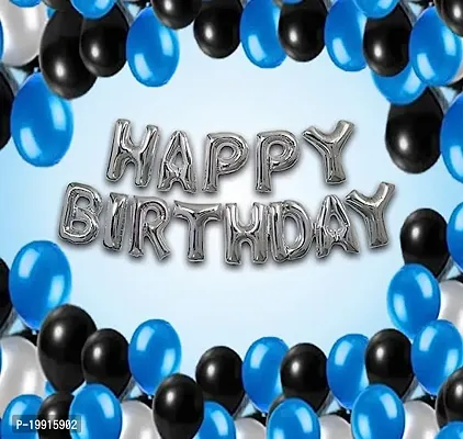 ZYRIC Happy Birthday Decoration Kits With Black, Blue and  Silver