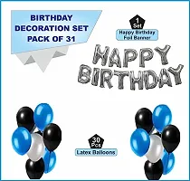 ZYRIC Happy Birthday Decoration Kits With Black, Blue and  Silver-thumb1