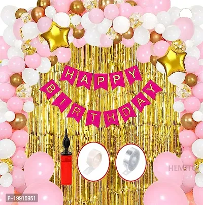 ZYRIC Unique  Baby Pink Balloons Happy Birthday Decoration Kits-thumb0