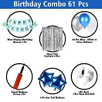 Zyric ZYRIC Happy Birthday Decoration Kits With Dark Blue, Silver and White Balloons-thumb1