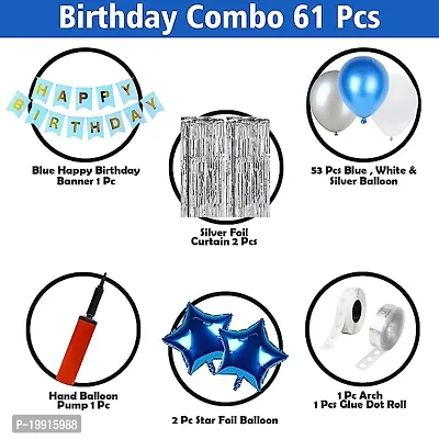 Zyric ZYRIC Happy Birthday Decoration Kits With Dark Blue, Silver and White Balloons-thumb2