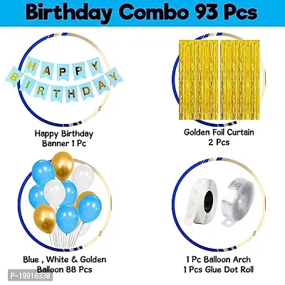 ZYRIC Happy Birthday Decoration Kits With Blue, Gold and White-thumb2