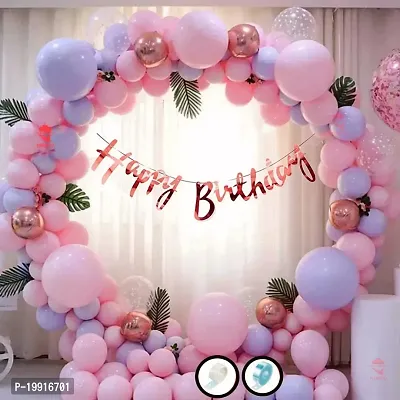 ZYRIC Amazing  Balloons  Happy Birthday Decoration Kits With With Light Pink, Light Purple and Rose Gold Balloons