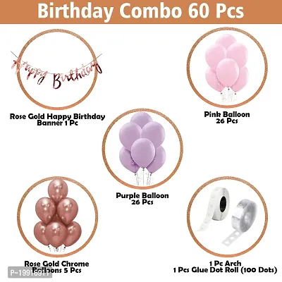 ZYRIC Unique Balloons With Light Pink, Light Purple and Rose Gold Happy Birthday Decoration Kits-thumb2