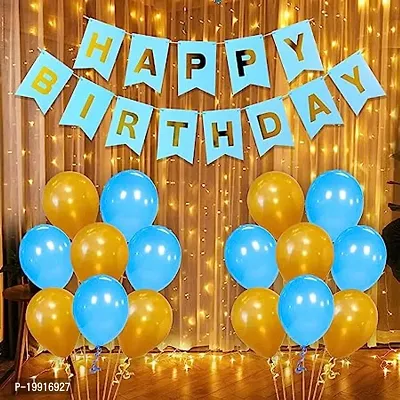 ZYRIC Happy Birthday Decoration Kits With Blue and Golden balloons