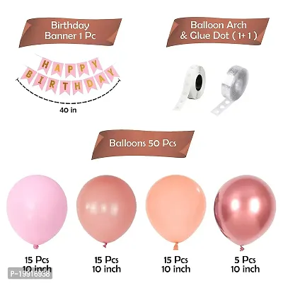 ZYRIC Happy Birthday Decoration Kits With Pink, Rose Gold, Peach and Rose Gold Crome Balloons-thumb2
