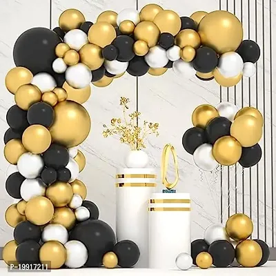 ZYRIC Happy Birthday Decoration Kits With Gold, Black and White Balloons-thumb0