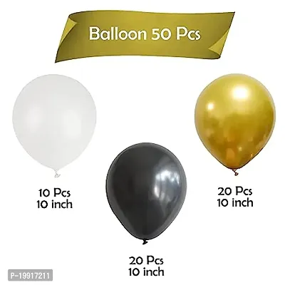 ZYRIC Happy Birthday Decoration Kits With Gold, Black and White Balloons-thumb2
