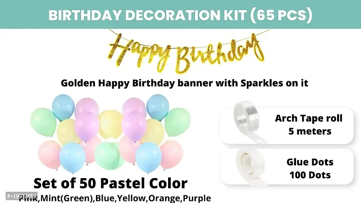 ZYRIC Happy Birthday Decoration Kits With Rain Bow Color balloons-thumb2