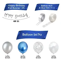 ZYRIC Happy Birthday Decoration Kits With Blue, Silver and White Balloons-thumb1