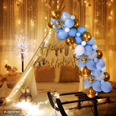 ZYRIC Special Happy Birthday With Blue Balloons Decoration Kits