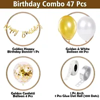 ZYRIC Happy Birthday Balloons Decoration With Chrome Gold and White Balloons.-thumb1