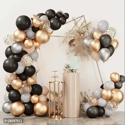 ZYRIC Happy Party  Balloons Decoration Kits with Golden, Black and Silver Balloons.-thumb0