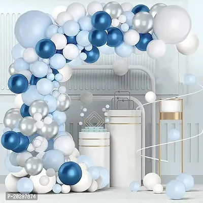 ZYRIC Party Decoration Items With Blue, Silver and White Balloons.