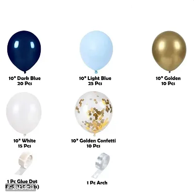 ZYRIC Party Balloons Decoration Kits With Blue, White and Golden balloons-thumb2