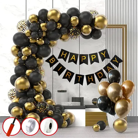 Krido""""Happy Birthday Decorations for Boys- 41 Pcs Birthday Decoration Items/Golden Foil Banner, Blue Foil Curtain,Star Foil Balloons, Metallic Balloons