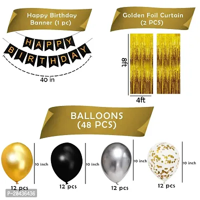 Happy Birthday Balloons Decoration Kits With Black, Gold and White Balloons-thumb2