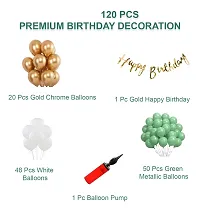 ZYRIC Happy Birthday Balloons Decoration Kits With Green, Gold and White Balloons-thumb1