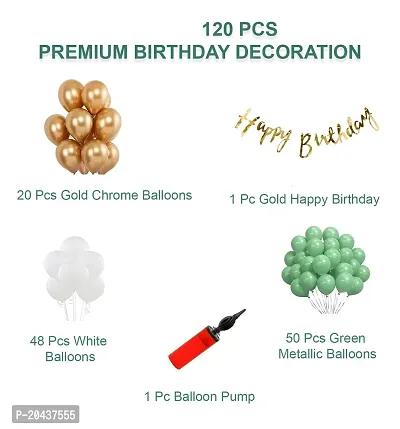 ZYRIC Happy Birthday Balloons Decoration Kits With Green, Gold and White Balloons-thumb2