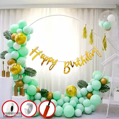 ZYRIC Happy Birthday Balloons Decoration Kits With Green and White Balloons