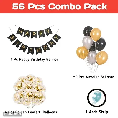 ZYRIC Happy Birthday Balloons Decoration Kits With Gold, Black and Silver balloons-thumb2