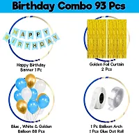 ZYRIC Happy Birthday Balloons Decoration Kits With Blue, Gold and White Balloons-thumb1