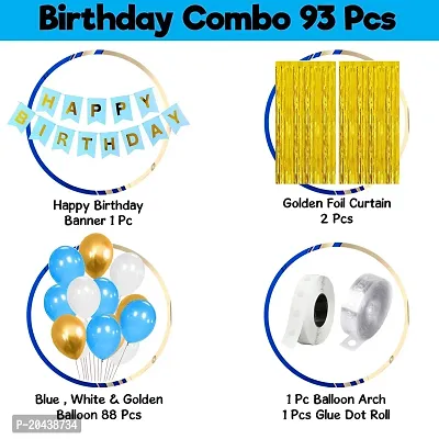 ZYRIC Happy Birthday Balloons Decoration Kits With Blue, Gold and White Balloons-thumb2