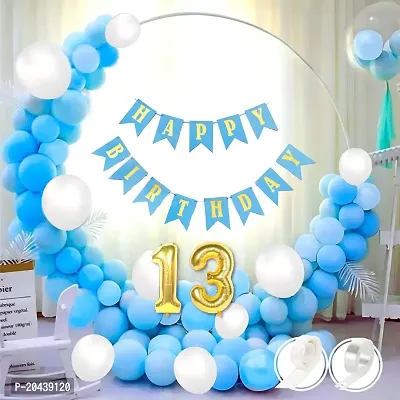 ZYRIC Happy Birthday Balloons Decoration Kits With Blue and White Balloons.-thumb0