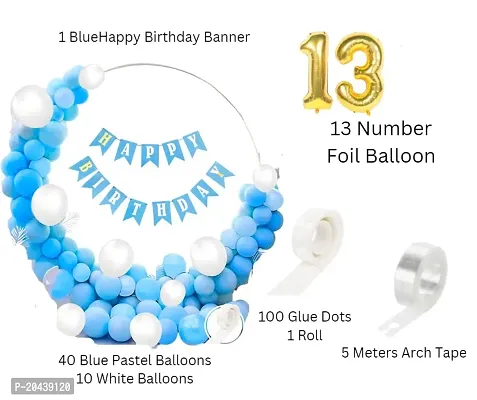 ZYRIC Happy Birthday Balloons Decoration Kits With Blue and White Balloons.-thumb2