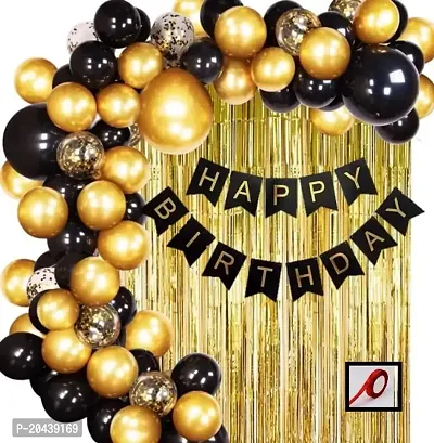 ZYRIC Happy Birthday Balloons Decoration Kits With Gold, Black and Silver Balloons-thumb0