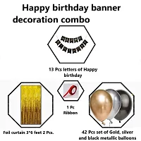 ZYRIC Happy Birthday Balloons Decoration Kits With Gold, Black and Silver Balloons-thumb1