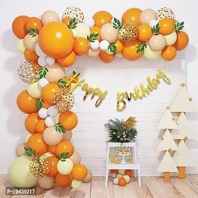 ZYRIC Happy Birthday Balloons Decoration Kits With Orange, Light Orange, Yellow and White Balloons.