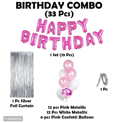 ZYRIC Happy Birthday Balloons Decoration Kits With Pink and White Balloons-thumb2