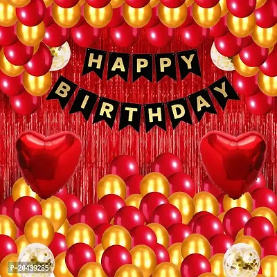 ZYRIC Happy Birthday Balloons Decoration Kits With Red and Gold Balloons