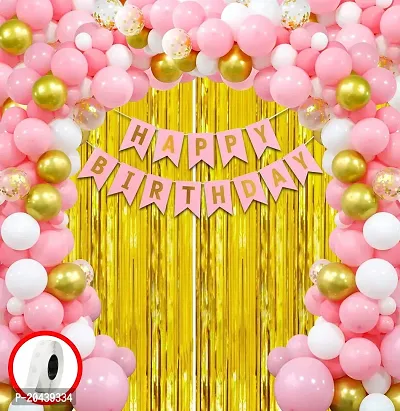 ZYRIC Happy Birthday Balloons Decoration Kits With Pink, White and Gold Balloons