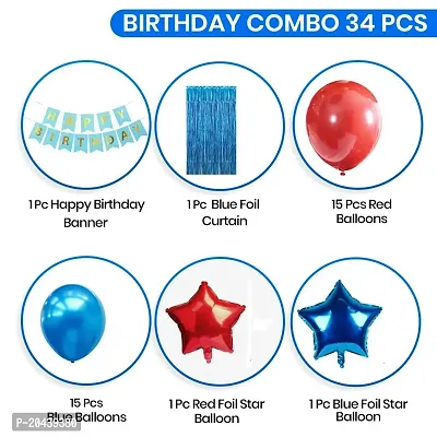 ZYRIC Happy Birthday Balloons Decoration Kits With Red and Blue Balloons-thumb2