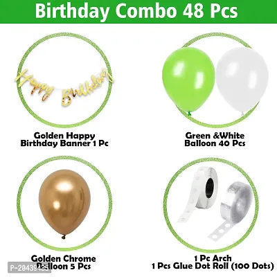 ZYRIC Happy Birthday Balloons Decoration Kits With Green  and White Balloons-thumb2