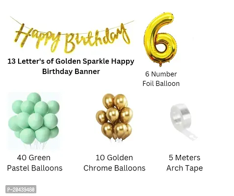 ZYRIC Happy Birthday Balloons Decoration Kits With Green and Gold Balloons-thumb2