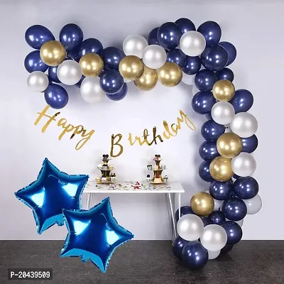 ZYRIC Happy Birthday Balloons Decoration Kits With Blue, White and Gold Balloons