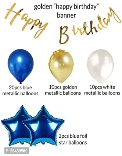 ZYRIC Happy Birthday Balloons Decoration Kits With Blue, White and Gold Balloons-thumb2