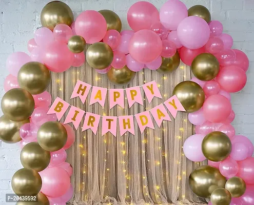 ZYRIC Happy Birthday Balloons Decoration Kits With Pink and Gold Balloons