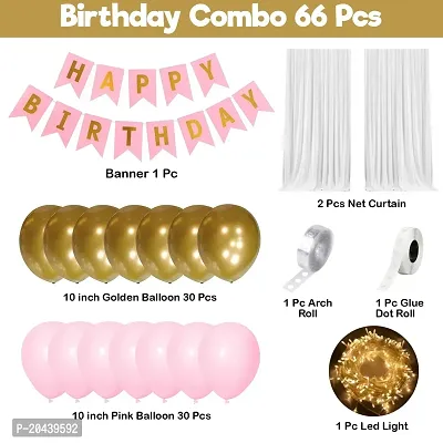 ZYRIC Happy Birthday Balloons Decoration Kits With Pink and Gold Balloons-thumb2