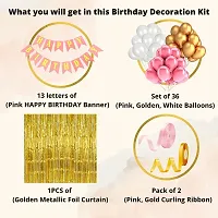 ZYRIC Happy Birthday Balloons Decoration Kits With Pink, Gold and White Balloons-thumb1