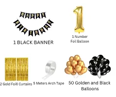 ZYRIC Happy Birthday Balloons Decoration Kits With Black and Gold Balloons-thumb1