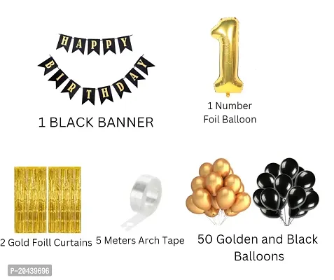 ZYRIC Happy Birthday Balloons Decoration Kits With Black and Gold Balloons-thumb2