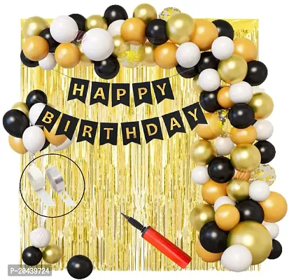 ZYRIC Happy Birthday Balloons Decoration Kits With Gold, Black and White Balloons